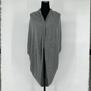 PURE ENERGY Sweater Size 1X Gray Long Cardigan Open Front Heather Dolman Sleeve